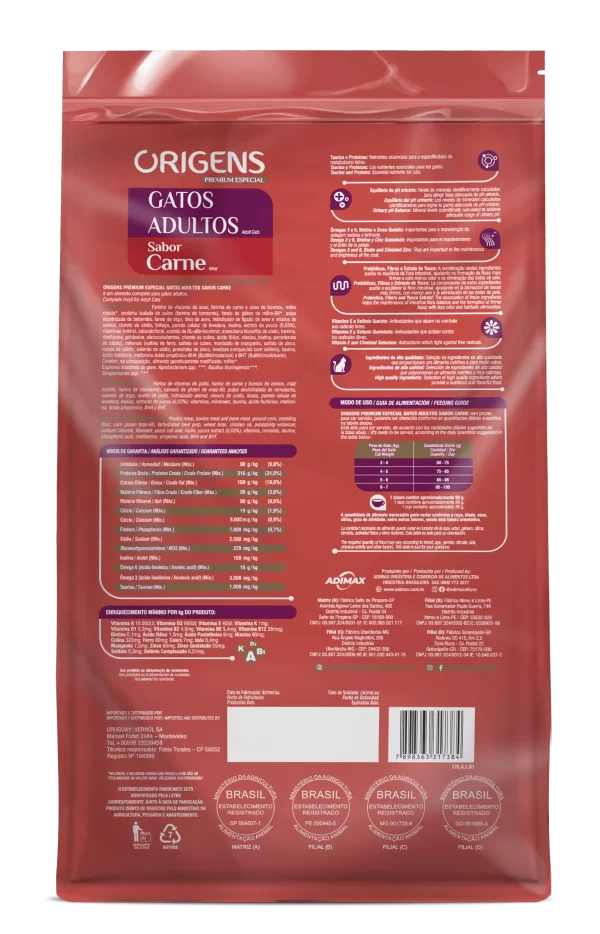 Origens Premium-Especial Gato Adulto Sabor Carne